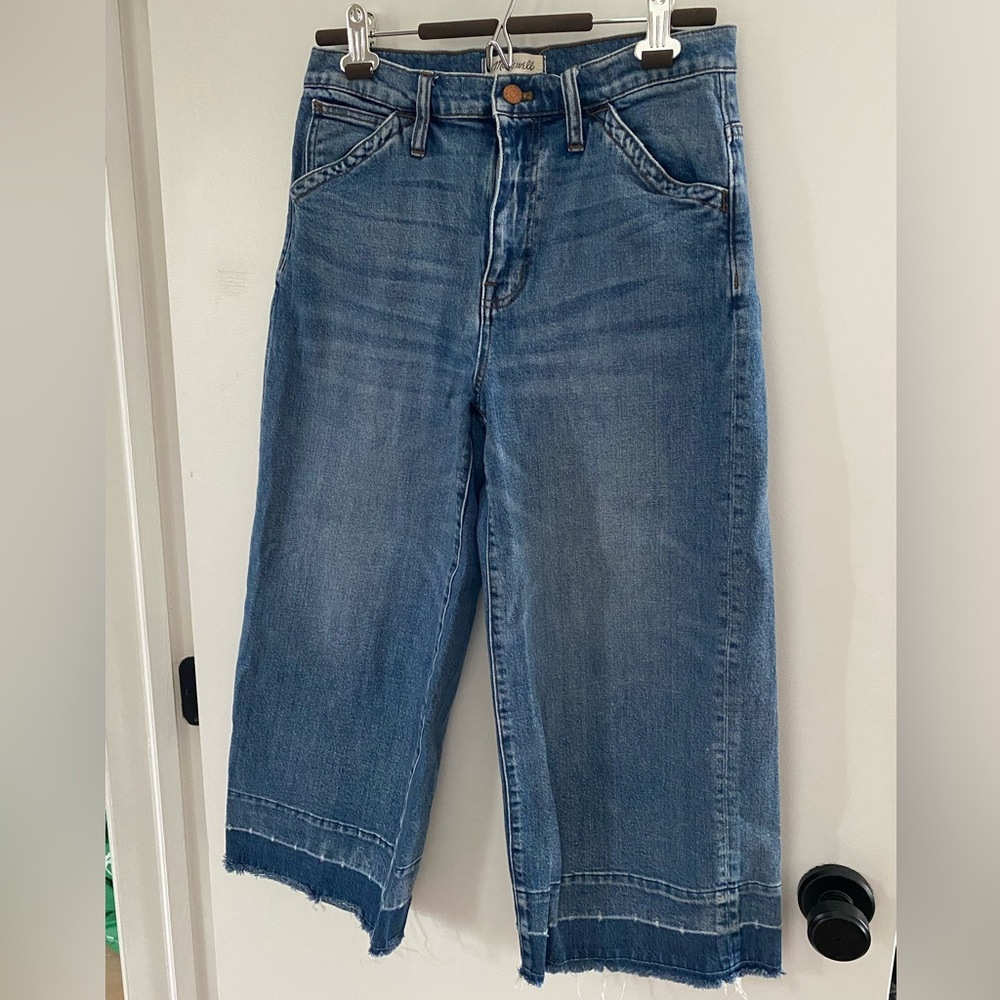 Madewell Blue Wide-Leg Crop Jeans